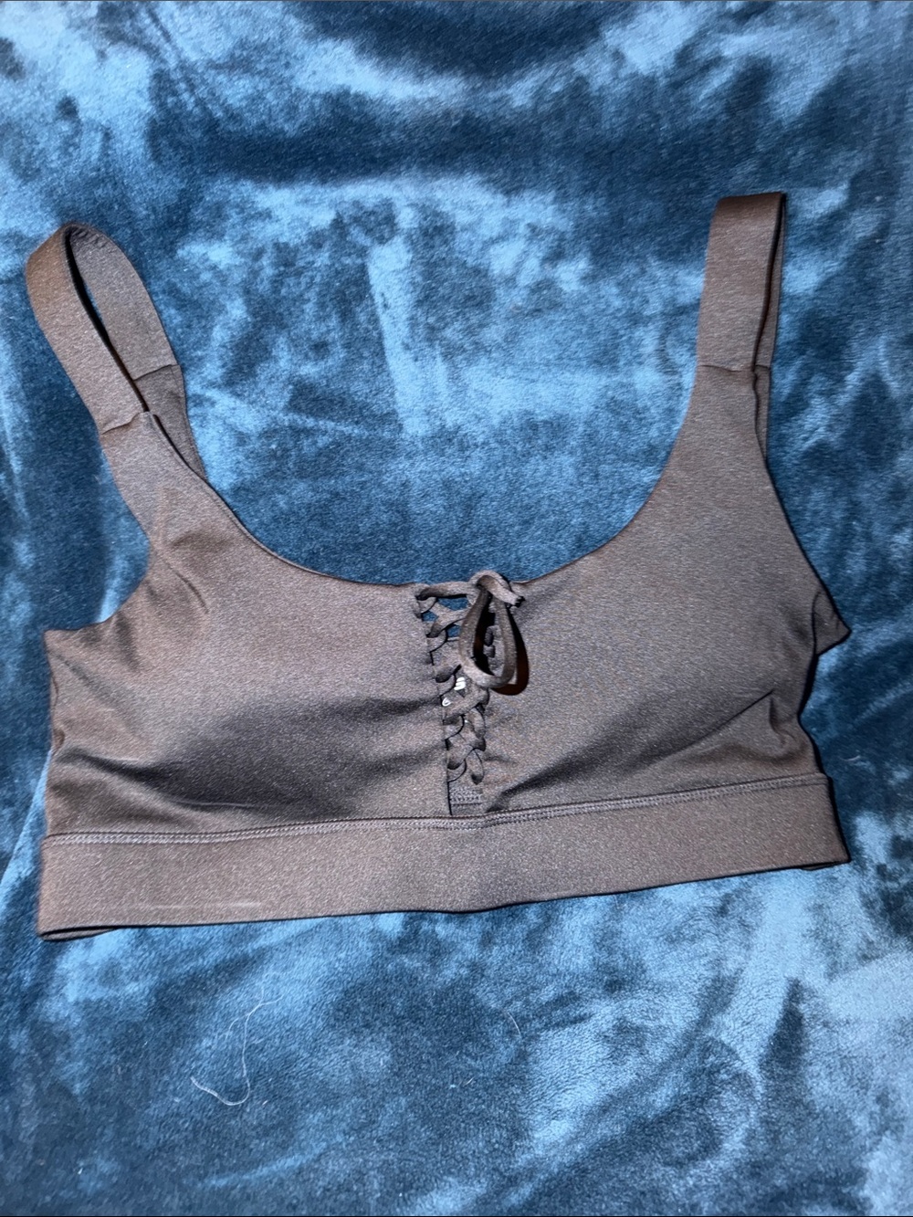 GUESS Brown Lace-Up Sports Bralette
